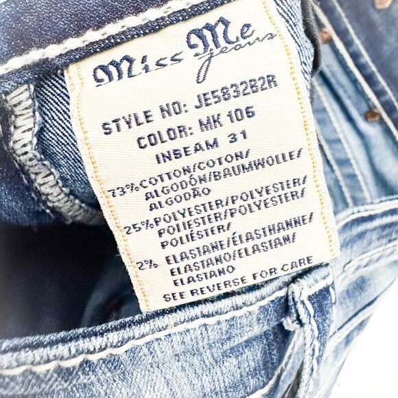 Miss Me Bootcut Denim Jeans Fleur De Lis Faded Blue Size 26 JE5832B2R Size 26 - Picture 8 of 9
